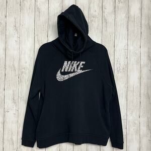 Nike Black Rally Funnel Neck Metallic Bubble Graphic Pullover Hoodie Sweatshirt